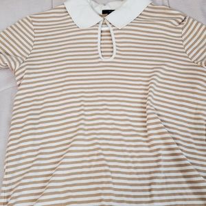 Tan and white striped Old Navy Polo